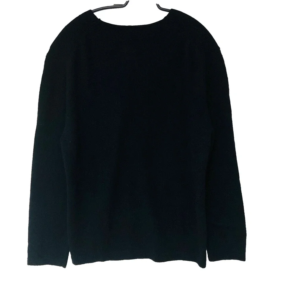 Esperanto Womens‎ Black V-Neck Cashmere Sweater 3/4 Sleeves Casual Whimsigoth M